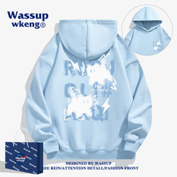 Wassup Lightning Cat Hooded Sweatshirt for Women and Men 2025 Spring and Autumn Fleece-Lined New Versatile Youth Student Jacket