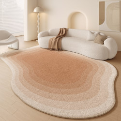 Imitation Cashmere Irregular Shaped Carpet for Living Room, High-End Cream Style Bedroom Irregular Cloud Rug, Home Sofa Coffee Table Rug