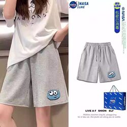 Nasa Pure Cotton Casual Versatile Breathable Sports Shorts Unisex Summer Wide-Leg Straight Large Size Five-Point Pants