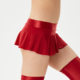 Mini miniskirt sexy ladies pleated skirt shiny silky and transparent exposing sports large size short skirt skirt
