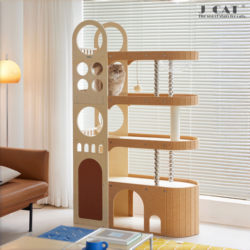 Jcat Sunset Island Multi-Layer Solid Wood Cat Climbing Frame, Cat House, Cat Tree, Large Cat Home, Large High-End Multi-Cat Cat Tree