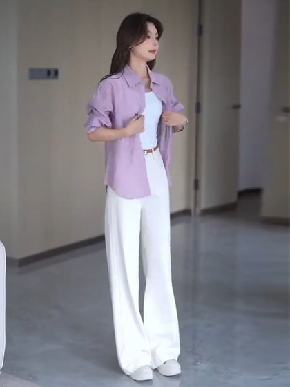 初春穿搭高级感超好看韩系时尚简约防晒上衣休闲裤通勤两件套装女