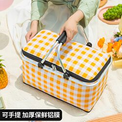 Picnic Basket, Insulated and Thickened, Foldable, Outdoor Camping Car-Mounted Insulated Box, Commercial Stall, Fishing, Takeaway Cooler Box