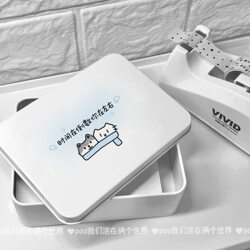 Couple's Kitten-Themed Storage Box for Photos, Small Cards, Notes, Desktop Organization, Journaling Materials, High Aesthetic Tin Box with Lid