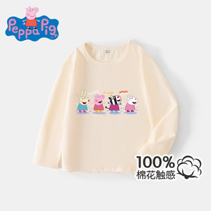 
Peppa Pig Girls T-shirt Long Sleeve 2026 New Spring and Autumn Children's Tops Western Style Baby Boys Pure Cotton T