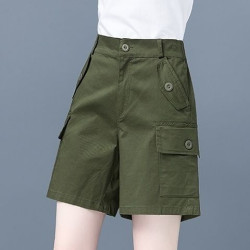 Pure Cotton Workwear Shorts for Women, 2025 Summer New Style, Loose High-Waisted, Slimming, Thin Mid-Length Pants, Casual Pants for Moms