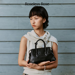 Roselessrose Echo Boston Bag Small Designer Boston Vegetable-Tanned Leather Crossbody Handbag