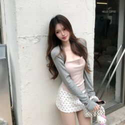 White Polka Dot Skirt for Women, Early Spring and Summer, Petite, Beautiful, Stunning A-Line Bodycon Short Skirt, Miu Style Outfit