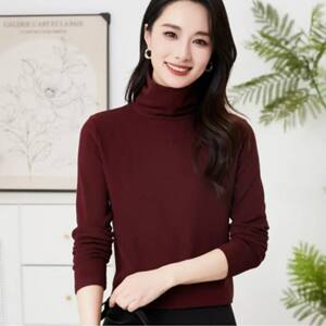 [Buy one get one free] Western style age-reducing double-sided velvet turtleneck bottoming shirt in autumn and winter with versatile temperament and natural red inner wear