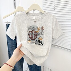 Creative Print 2025 Summer New Style Regular Shoulder Short-Sleeve T-Shirt, College Style, Fresh and Versatile, Slimming Top ins Trend