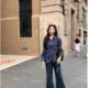 Design-sensible niche irregular striped shirt for women in early autumn Korean slim fit and waist-hugging long-sleeved shirt