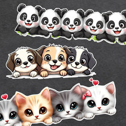 Car Stickers Cute Cartoon Puppies and Cats Electric Vehicle Personalized Creative Body Scratch Cover Decorative Stickers Waterproof