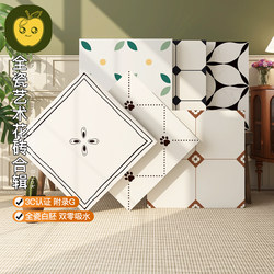 600X600 French-Style Cream-Colored Full-Ceramic Artistic Tiles with Geometric Patterns for Kitchen Flooring and Non-Slip Tiles for Bathrooms