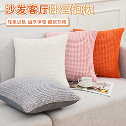 Off-White Sofa Throw Pillow, Living Room Light Luxury Plush Headboard Cushion, Square Bed Backrest Pillowcase Without Insert