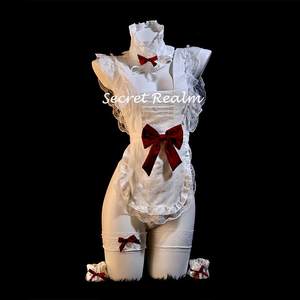 Secret Realm Sweetheart Candy Sexy Maid Cos Uniform Pure Cute Lace Bow Night Dress QQny

