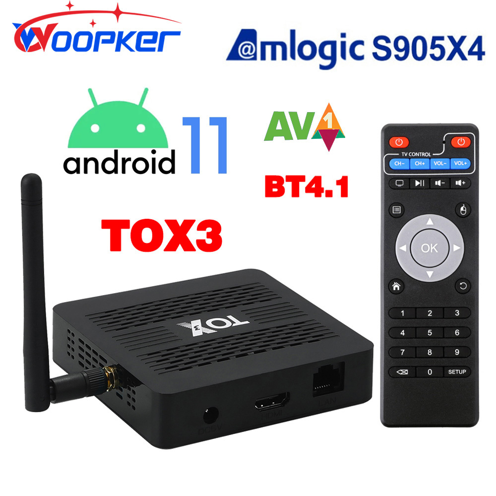 WOOPKER TOX3 TV ڽ ȵ̵ 11.0 Ʈ  AMLOGIC S905-