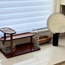 Retro Solid Wood Cosmetics Storage Box Desktop Dressing Table Skin Care Product Storage Rack Multi-Layer Lipstick and Perfume Organizer