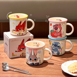 Disney Cup Dormitory Water Cup Collaboration High-Value Milk Coffee Cup with Scale Markings Cute Couple Mug
