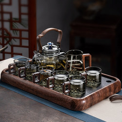 Kung Fu Tea Set Office High-Temperature Resistant Glass Teapot and Teacup Set for Home Living Room Light Luxury High-End 2025 New Model