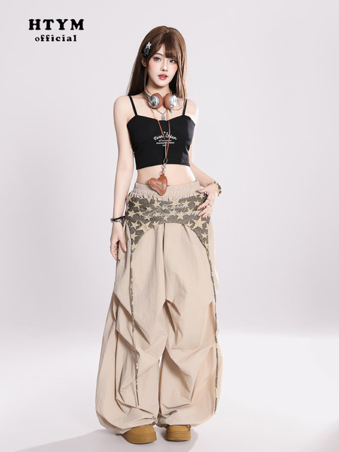 HTYM hot girl with a suspender vest with a high street embroidery French backless outer wear a sleeveless top