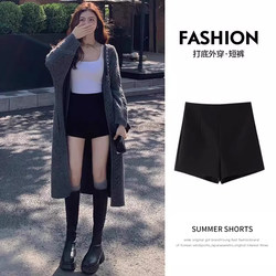 Black Stretch Shorts for Women 2026 New Spring and Autumn Suit Style Petite A-Line Slimming High-Waisted Hot Pants for Outerwear