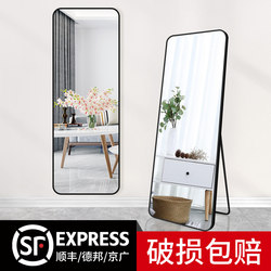 Full-Length Mirror for Dressing, Floor-Standing Mirror for Home Use, Wall-Mounted Mirror for Girls' Bedroom, Makeup Wall Mirror, 3D Fitting Mirror