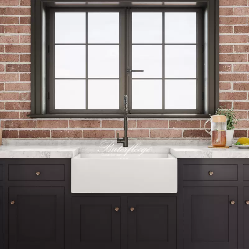 蝶陶美式前置半嵌入水槽开放厨房高温耐火土洗菜碗 蝶陶美式前置半嵌入水槽开放厨房高温耐火土洗菜碗