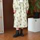 PATAVINITY printed elastic waist skirt for women in spring and autumn style, versatile, fresh and age-reducing elegant mid-length skirt
