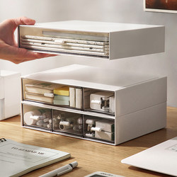 Desktop Storage Box, Drawer-Type Office Desk Clutter Organizer, Stackable Large-Capacity Multi-Layer Storage Cabinet