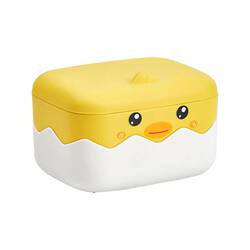 Children's Soap Box Plastic Soap Holder Storage Rack Soap Box Student Dormitory Cartoon Portable Double-Layer with Lid and Drainage