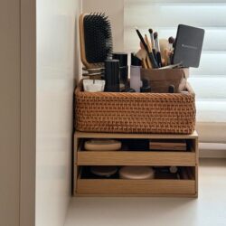 Desktop Cosmetics Storage Integrated Cabinet Wooden Drawer-Type Skincare Storage Basket Dressing Table Storage Rack Organizer Box