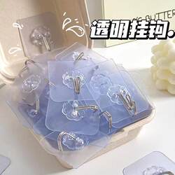Transparent Hook with Strong Adhesive for Kitchen Walls, Heavy-Duty, Traceless Hanging Hook, No-Drill Adhesive Hook for Behind Toilet Doors