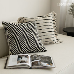 Nordic Simple Modern Black and White Striped Pillowcase Living Room Sofa Cushion Model Room Headboard Backrest Pillow Lumbar Pillow