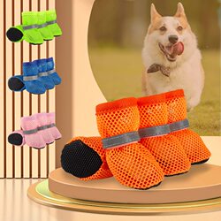 Four-Pack Summer Pet Comfortable Shoes for Teddy, Pomeranian, Small and Medium-Sized Dogs, Breathable, Anti-Slip, Anti-Falling Running Shoes