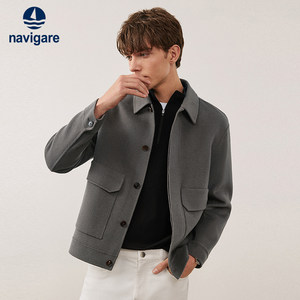 [Pure Wool] Navigare Italian Sailing Grey Casual Coat Men's Autumn and Winter Woolen Jacket Jacket