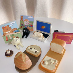 Creative Notebook Miscellaneous Goods Japanese Style Lazy Book Cat Phone Stand Zakka Resin ins Crafts Ornament
