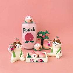 Zakka Japanese-Style Peach Cat Figurine Creative Home DIY Handmade Trendy Toy Resin Craft Ornament Gift
