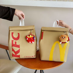 Internet-Famous Mcdonald's Collaboration School Bag 2025 New Trendy Paper Bag Backpack Women's Double Shoulder Bag Large Capacity Student Bag