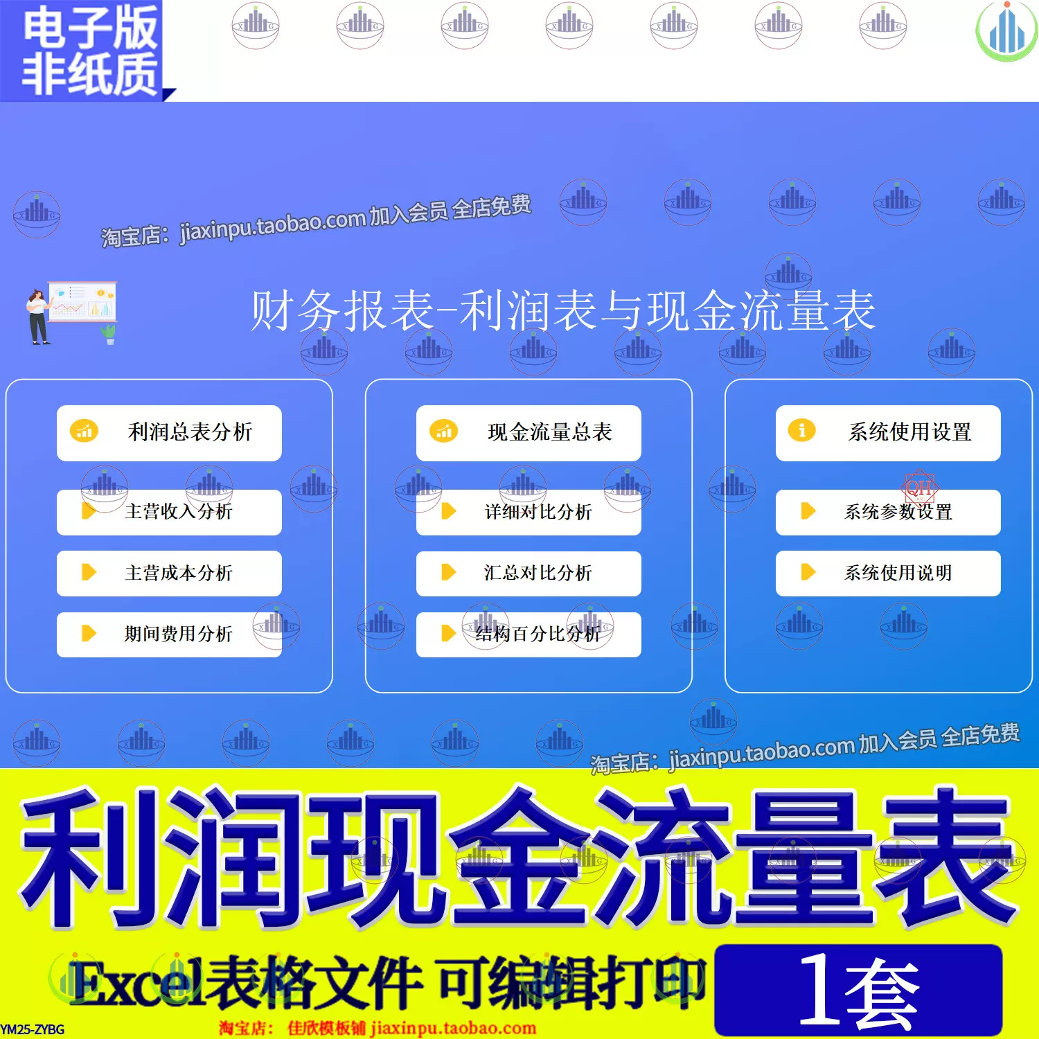 财务报表利润现金流量表excel主营收入成本费用数据对比汇总分析