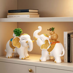 Fortune Elephant Figurine, Light Luxury, High-End, for Living Room, Tv Cabinet, Wine Cabinet, Home Decor, Modern Creative Housewarming and Opening Gift