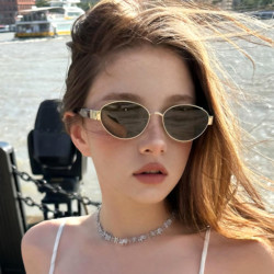 Retro Old Money Style Metal Oval Sunglasses for Women 2026 New Sun Protection and Uv Protection Hong Kong Style Sunglasses