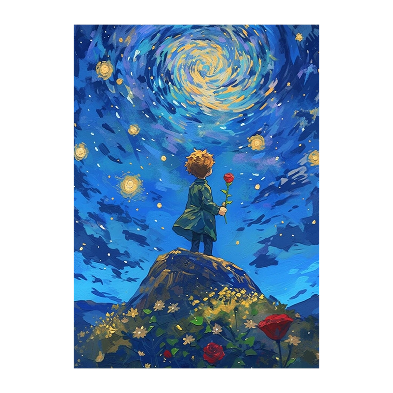 梵高星空数字油画小王子DIY手绘套装成人减压手工绘画高级油彩画