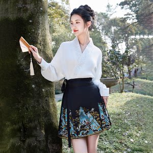 Hanfu 2025 spring and summer new horse-face skirt new Chinese short skirt for women small adult Hanfu suit skirt