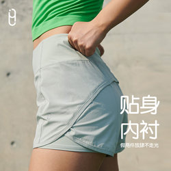 Yli Women's Summer Breathable Sports Shorts with Lining, Running-Specific Three-Quarter Pants, Fitness Yoga Shorts, Quick-Drying