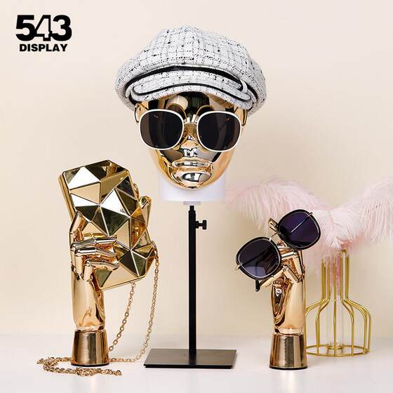 
Clothing store men's and women's hat rack, high-end hat holder, holder, simulation model head props, glasses display display rack, head table
