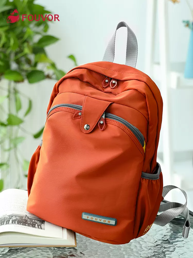 Fouvor牛津雙肩揹包大容量輕便通勤包紅藍黑配色EVA材質