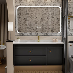 French-Style Retro Honeycomb Aluminum Bathroom Cabinet Set, Wall-Mounted Washbasin with Drawer, Integrated Ceramic Washstand