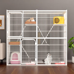 Cat Cage with Extra-Large Space, Three-Story Villa Cat House, Home Cat House, Cat Cabinet, Cat Nest, Multifunctional Cat Climbing Frame Design