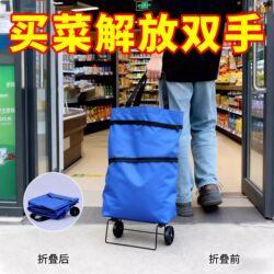 Shopping Bag with Wheels, Foldable Grocery Cart, Portable Large-Capacity Trolley for Women, Home Supermarket Essential