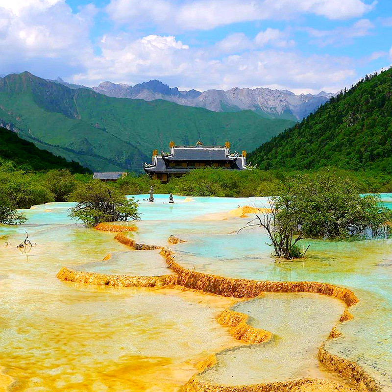 纯玩含机票 四川旅游成都九寨沟黄龙峨眉山火锅晚会7天6晚跟团游